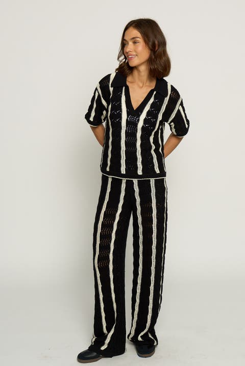 Novelty Stitch Polo Pullover Top