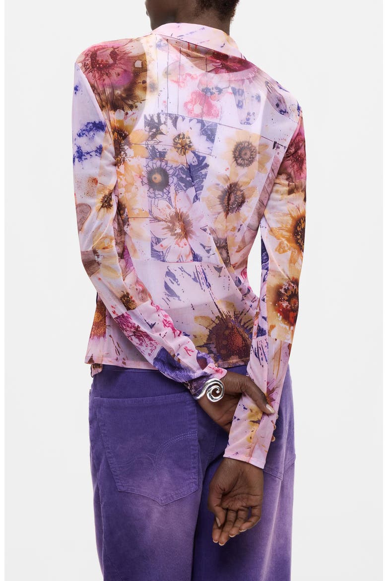 Floral Mesh Long Sleeve Top, Main, color, PINK