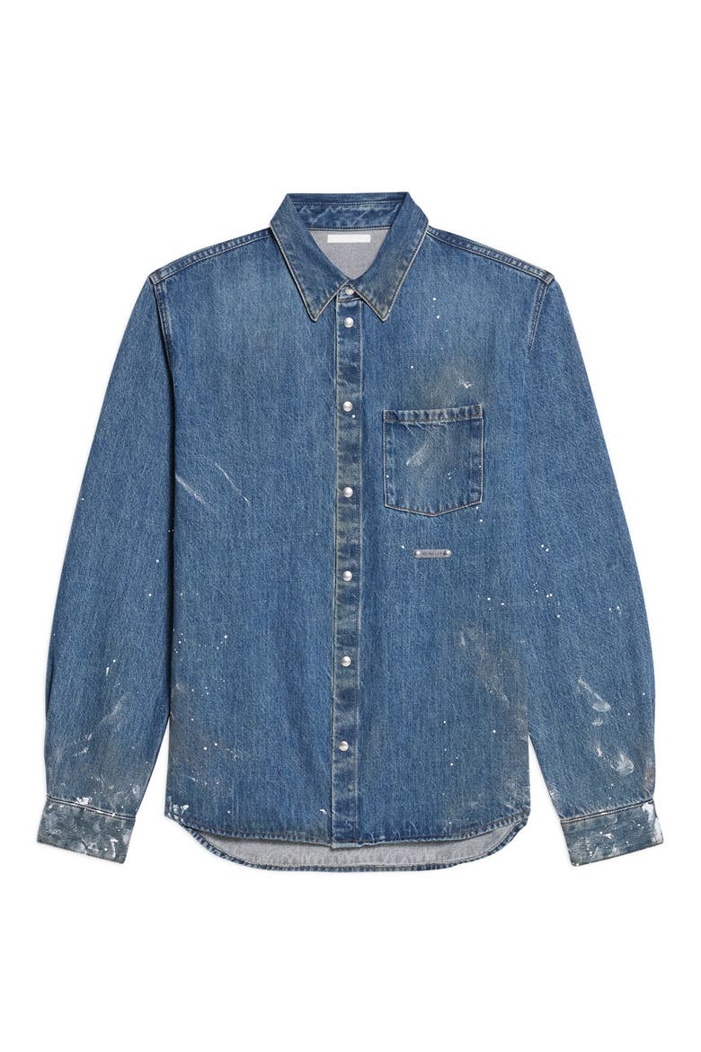 Snap Front Denim Shirt Jacket, Alternate, color, MDINDGPNTR