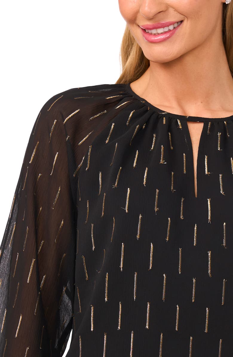 CeCe Metallic Tiered Sleeve Top, Alternate, color, Rich Black