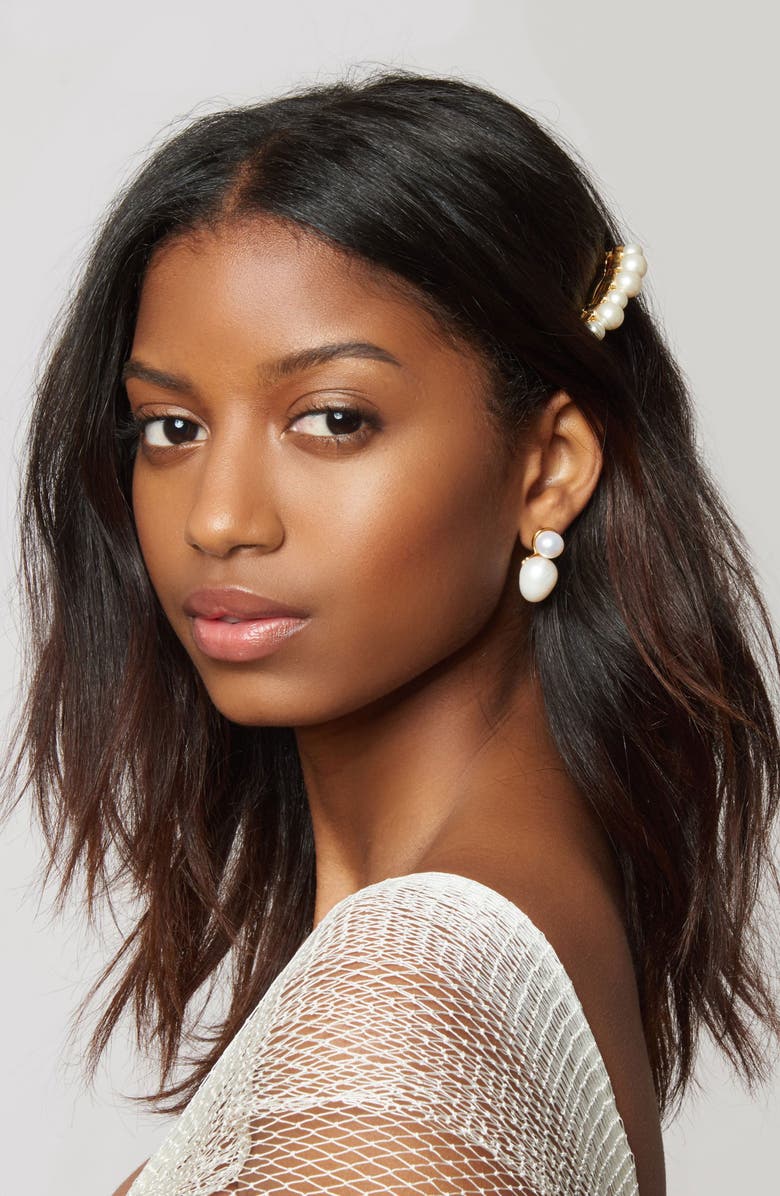 Lele Sadoughi Double Drop Pearl Earrings, Alternate, color, Pearl