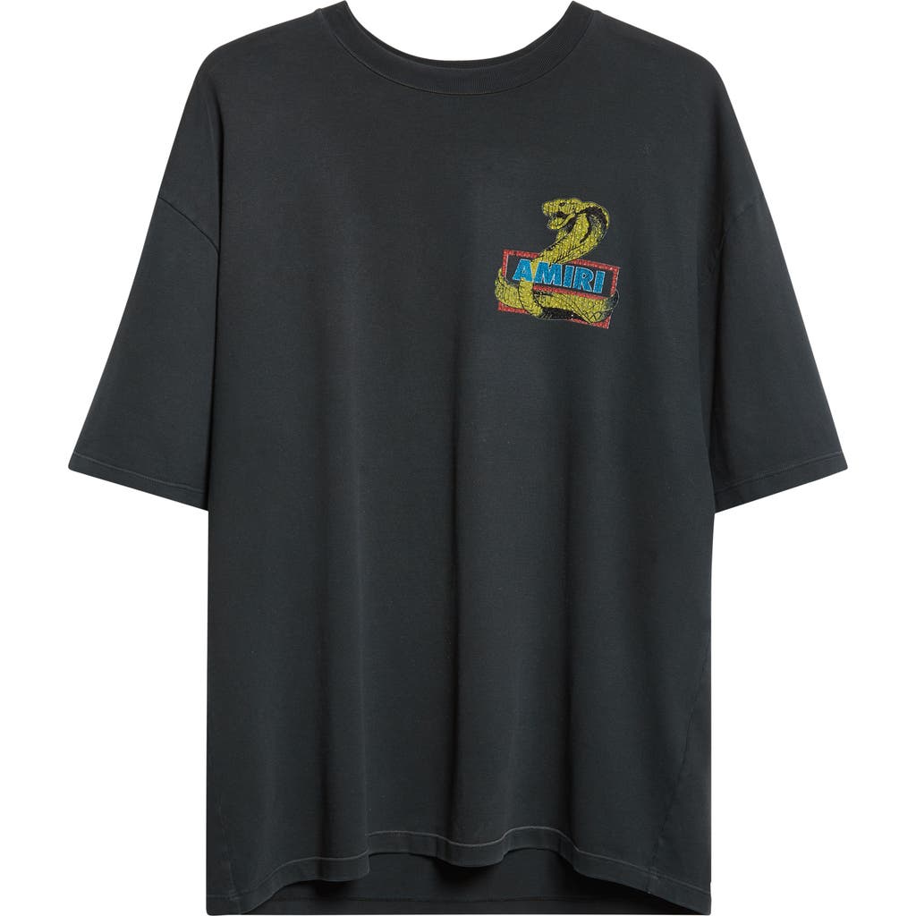 Amiri Crystal Cobra Embellished Printed Cotton-blend Jersey T-shirt In Black