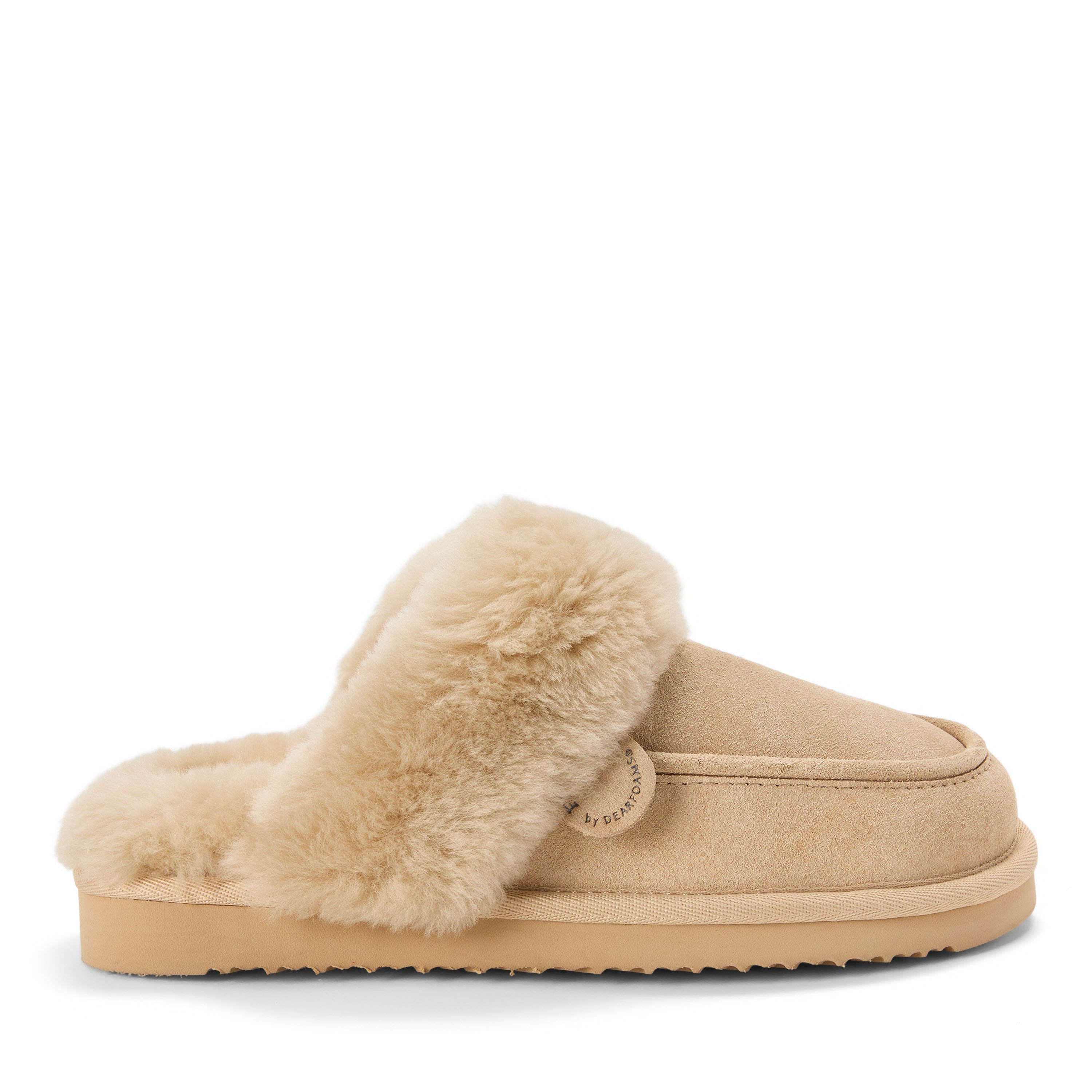 Fireside Melville Genuine Shearling Scuff Slipper, Alternate, color, SAND