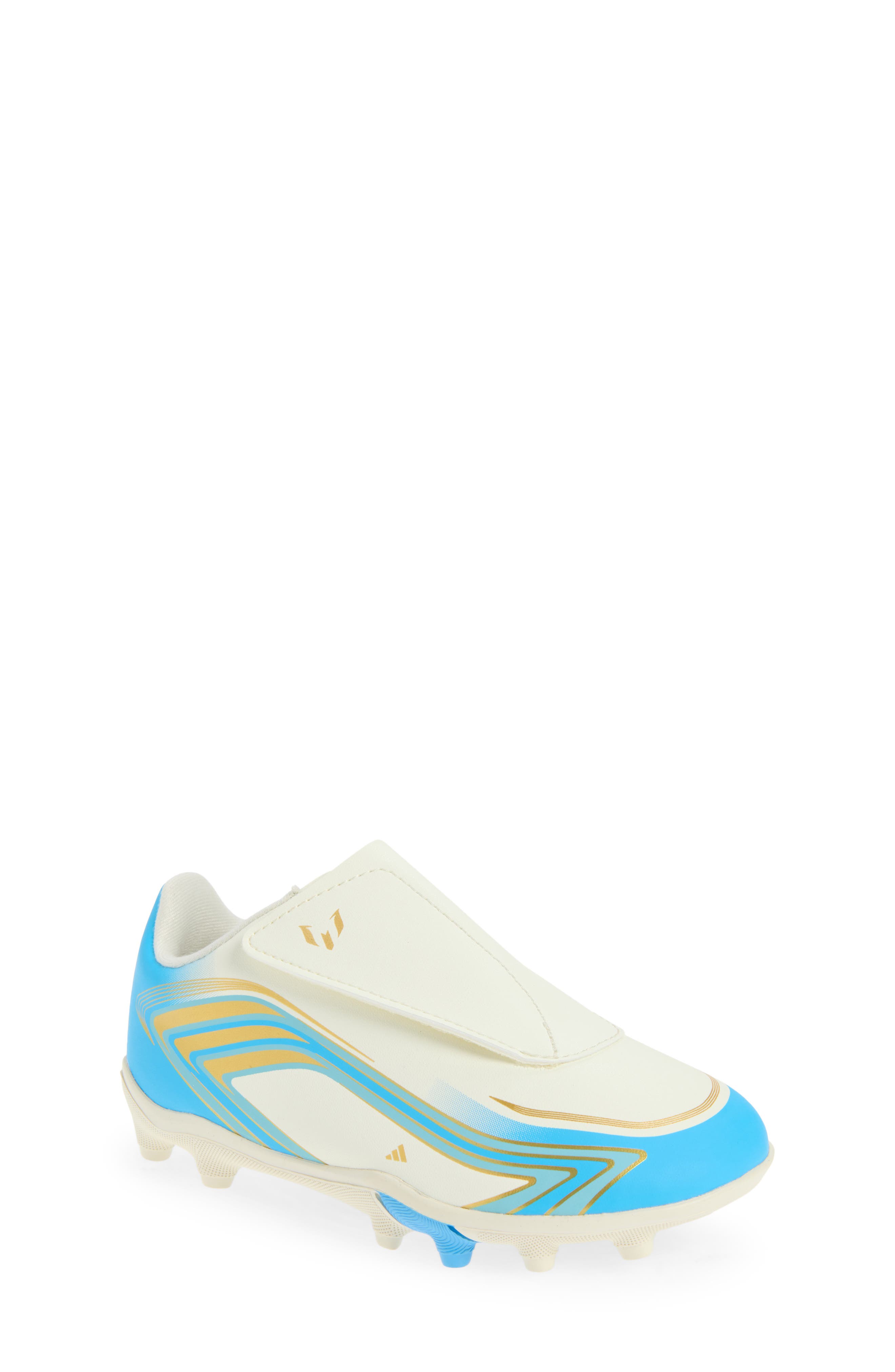 adidas Kids' F50 Messi Club Soccer Cleat, Main, color, Ivory/ Semi Blue/ Icey Blue