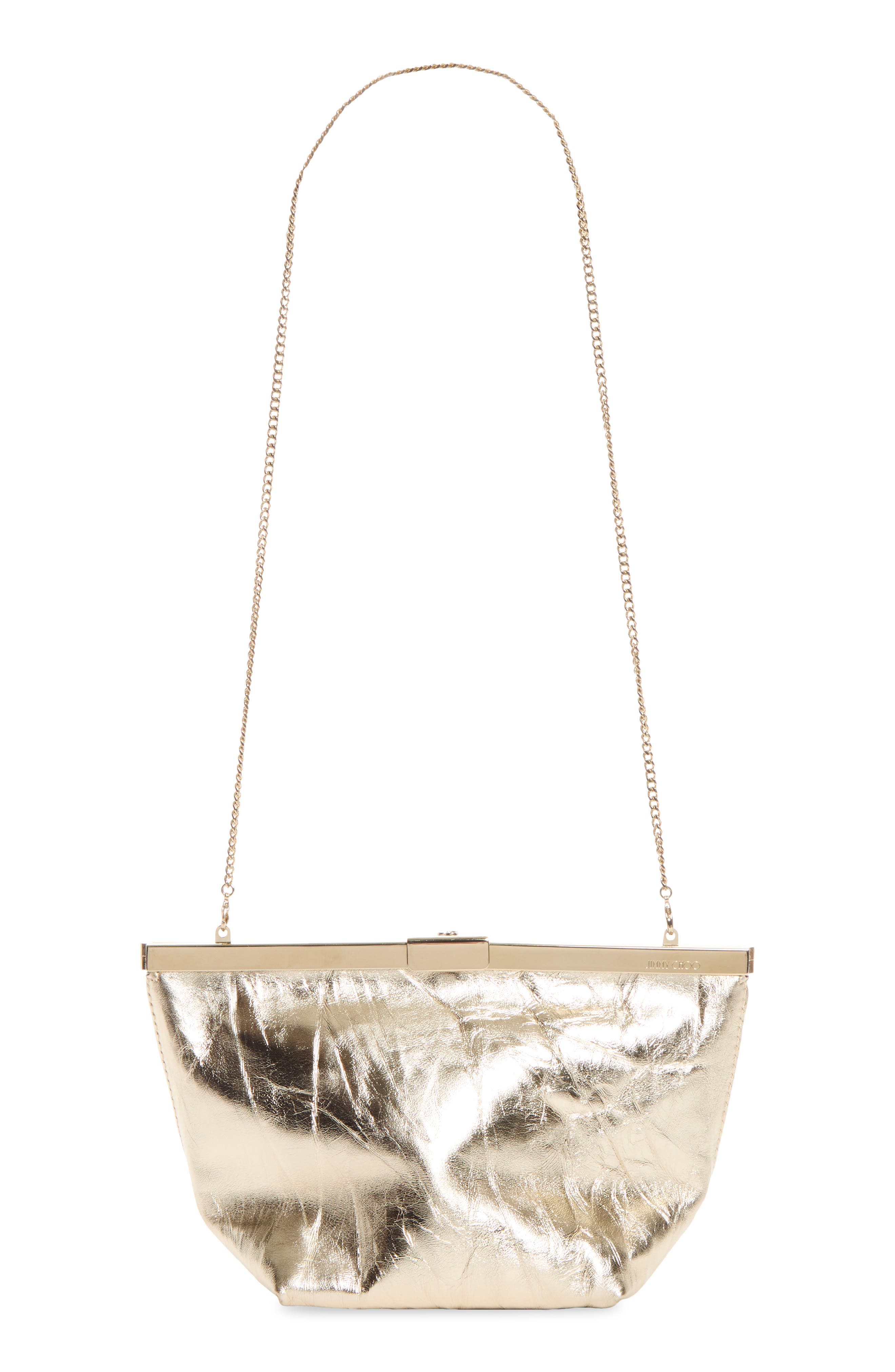Ganache Crinkled Metallic Leather Clutch, Alternate, color, LIGHT PLATINUM/ LIGHT GOLD