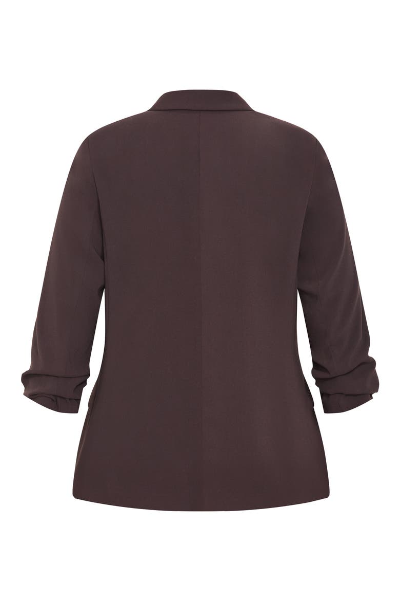 Abbie Ruched Sleeve Blazer, Alternate, color, CHOCOLATE