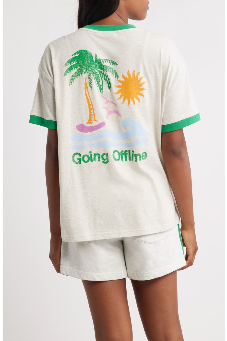 Going Offline Oversize Graphic Ringer T-Shirt, Alternate, color, GREY