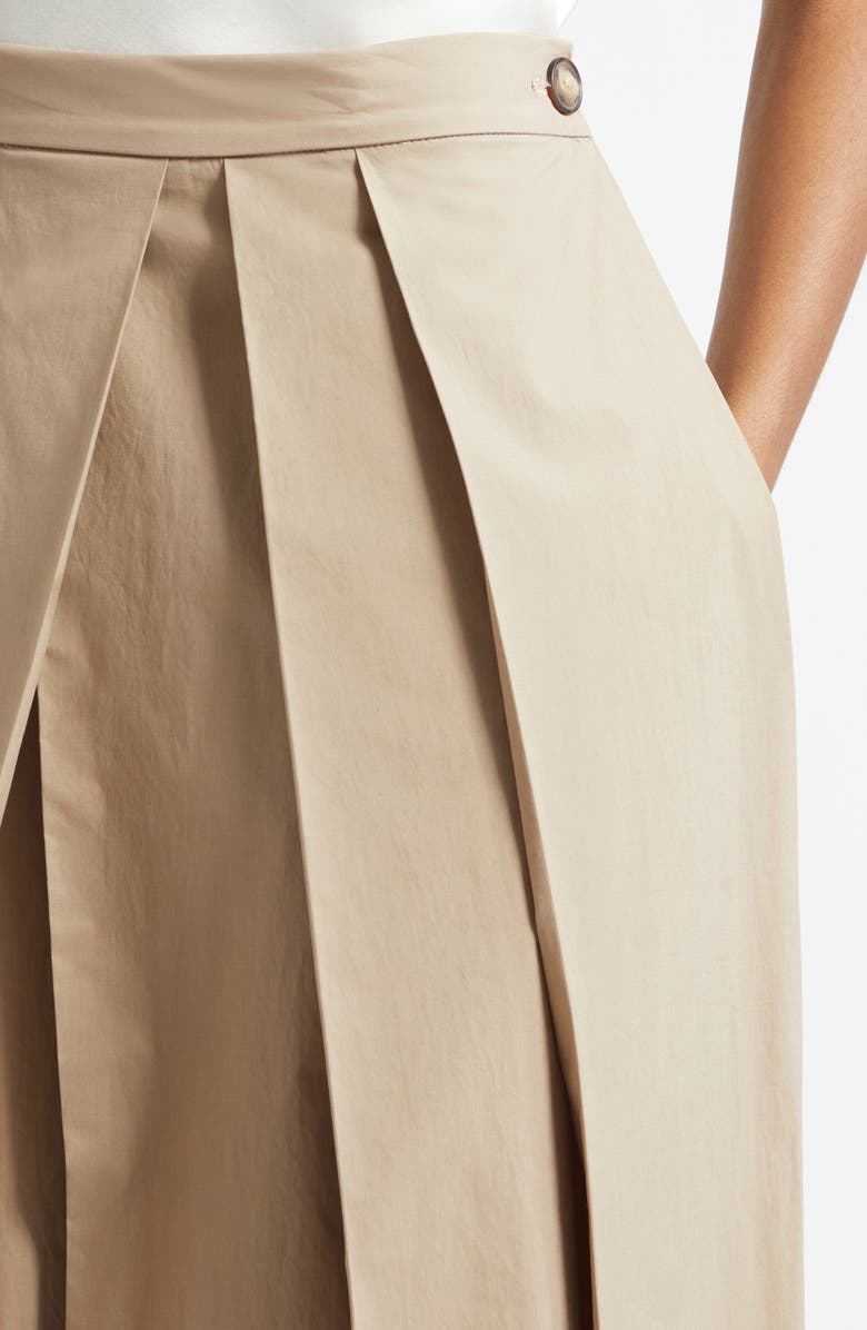 Emporio Armani Dune Pleated Stretch Cotton Poplin Skirt, Alternate, color, Tan