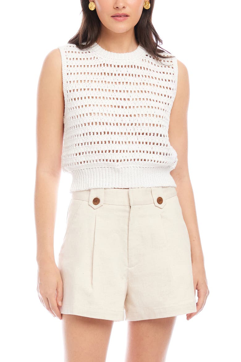 Tara Open Knit Vest, Main, color, OFF WHITE
