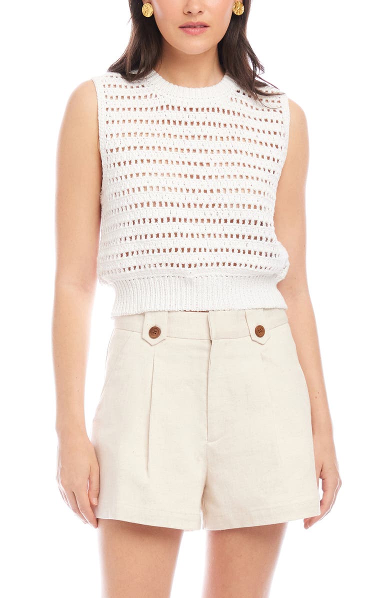 FIFTEEN TWENTY Tara Open Knit Vest, Main, color, Off White