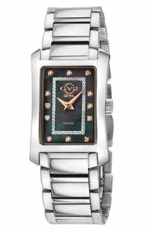 GV2 Women's Luino Rectangle Diamond Dial Bracelet Watch, 29.5mm