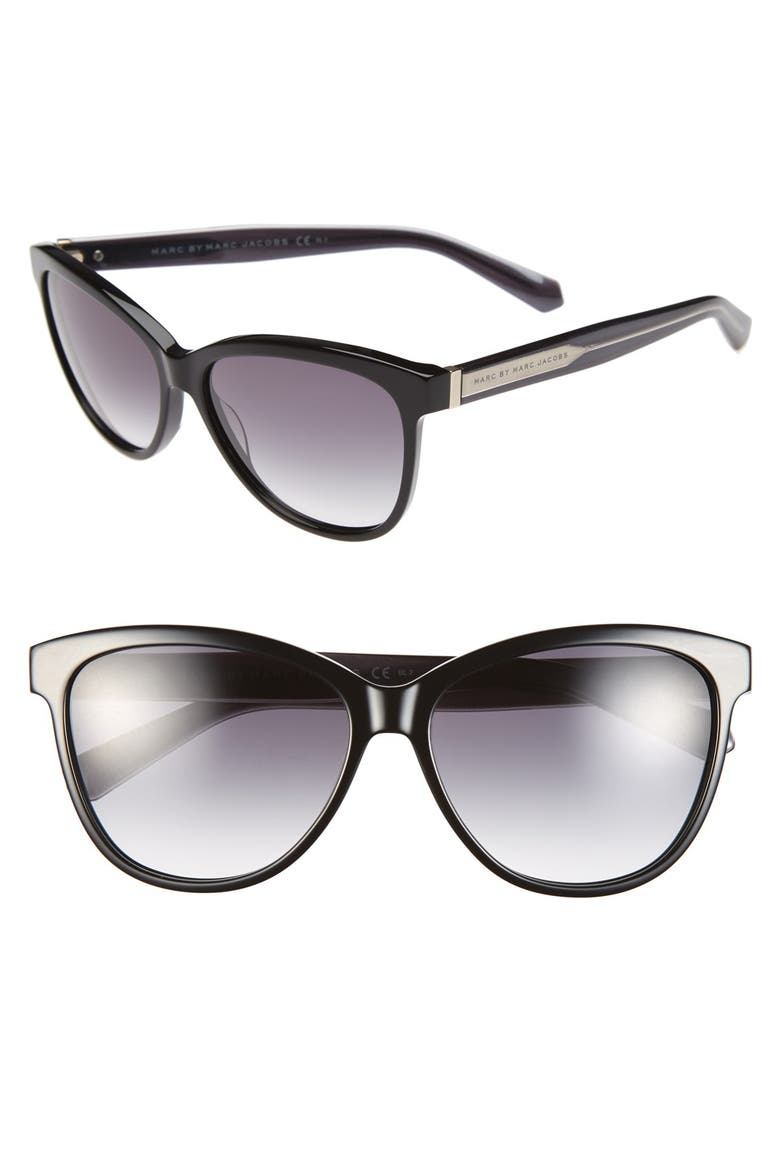 57mm Retro Sunglasses, Main, color, BLACK