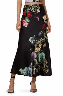 Alice + Olivia Terese Floral Satin Maxi Skirt