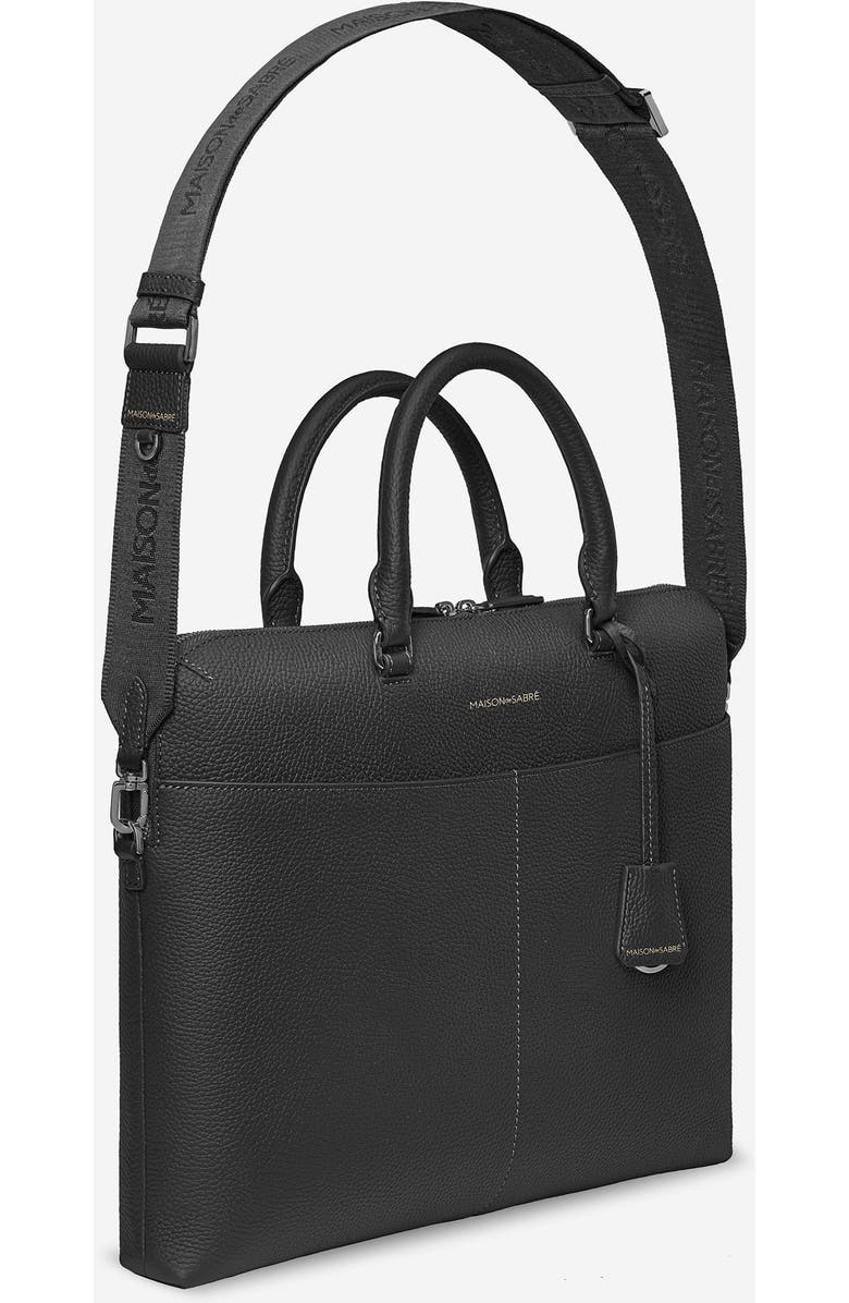 MAISON de SABRÉ Leather Laptop Bag, Alternate, color, Black Caviar