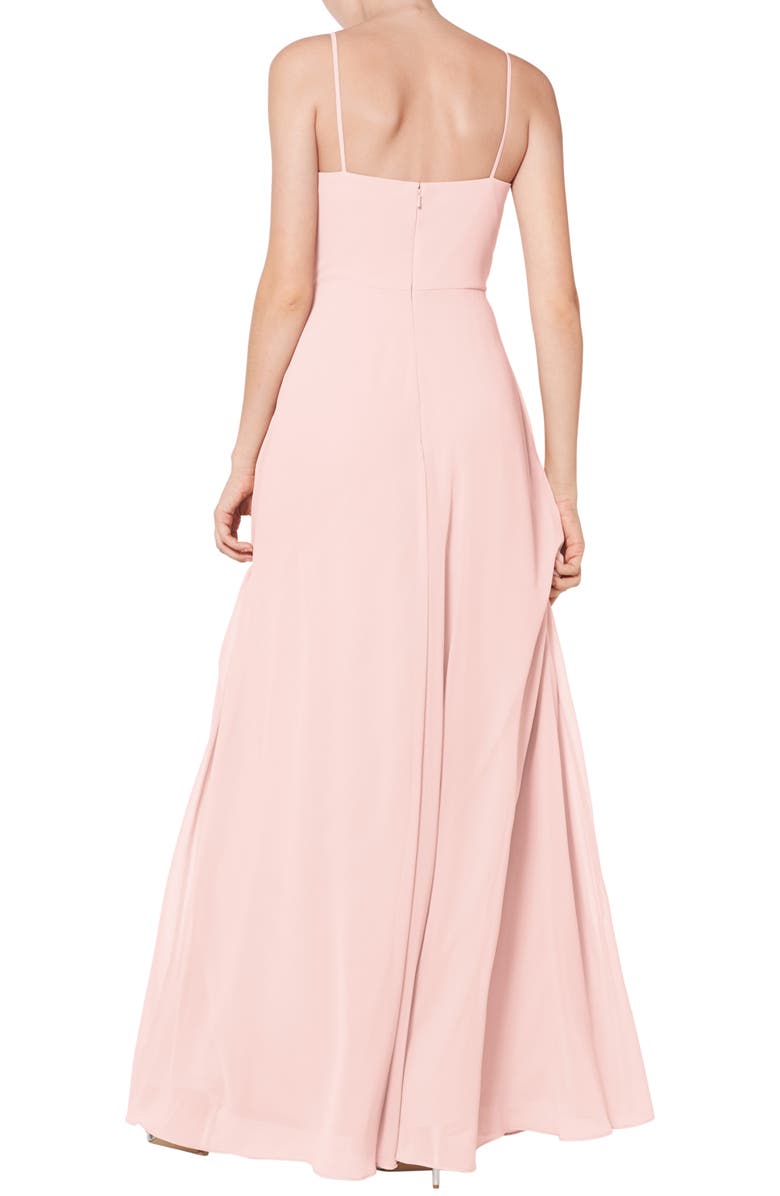 #Levkoff Surplice Neck Chiffon A-Line Gown, Alternate, color, Petal Pink