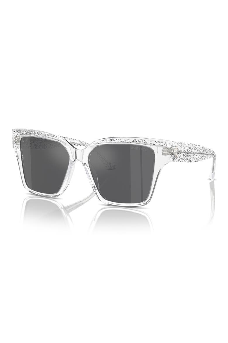 55mm Pillow Sunglasses, Alternate, color, CRYSTAL / GLITTER / GREY