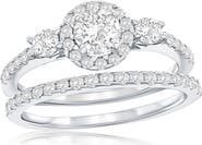 SIMONA Set of 2 Round Cubic Zirconia Halo & Band Rings