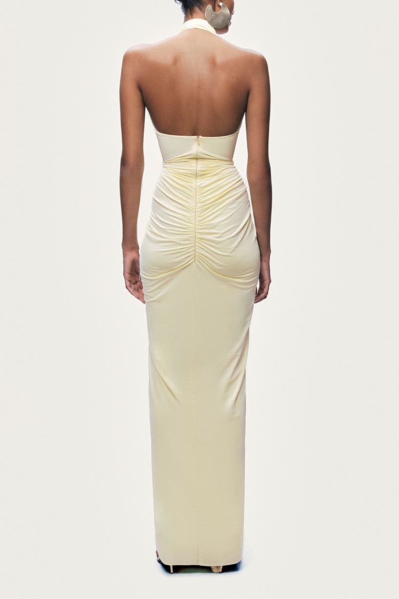 Cut-Out Halter Maxi Dress, Alternate, color, Yellow