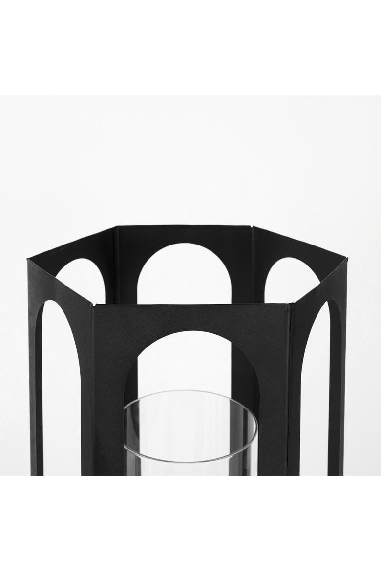 Balley Set of Two Metal Hexagonal Candle Holder, Alternate, color, Black