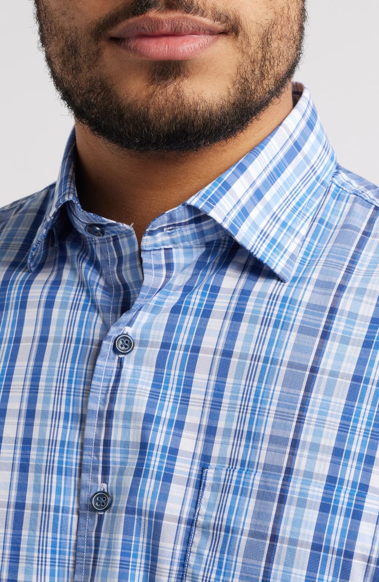 johnnie-O Masson Plaid Performance Button-Up Shirt, Alternate, color, Maliblu