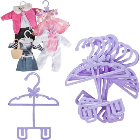 Purple Full-Outfit Hanger 24pk for American 18" Doll Clothes- Hold Your Tops & Bottoms Together