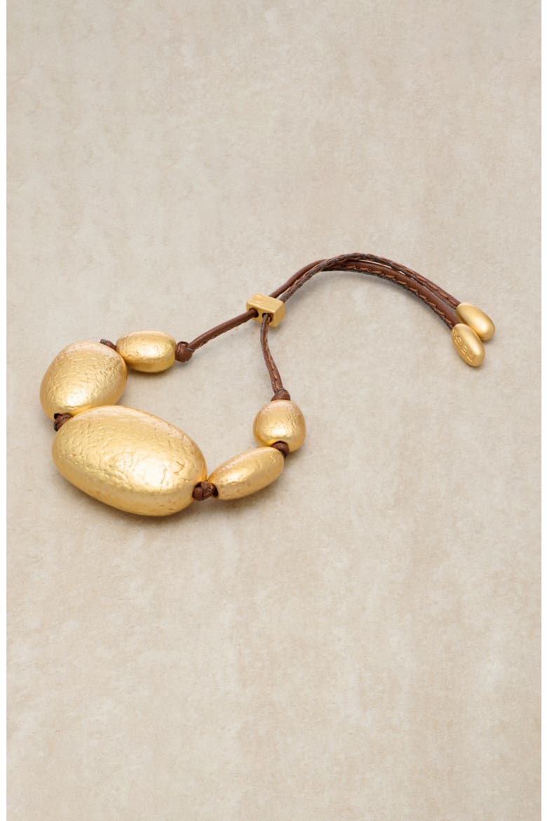 Penny Smooth Pebble Cord Bracelet, Alternate, color, GOLD TONE BROWN