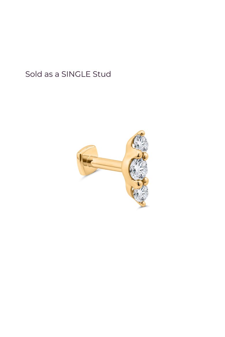 The Triple-Threat Flat Back Stud, Main, color, Yellow Gold