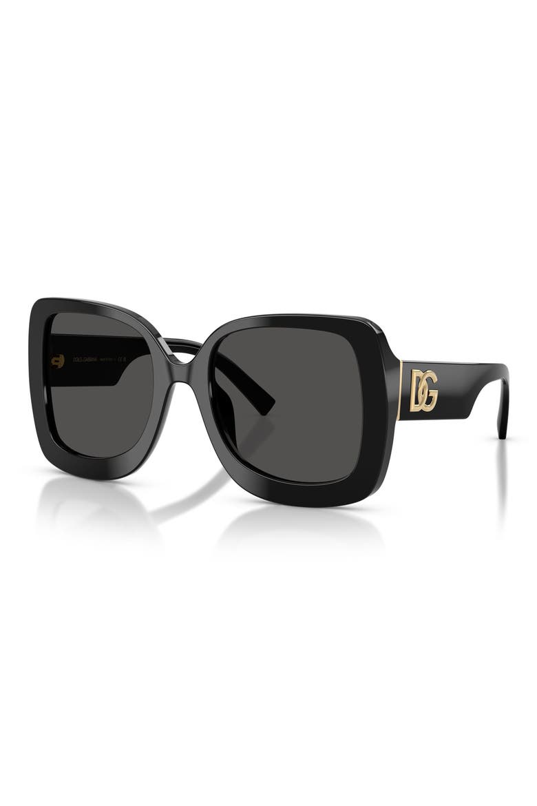 55mm Square Sunglasses, Alternate, color, BLACK / DARK GREY