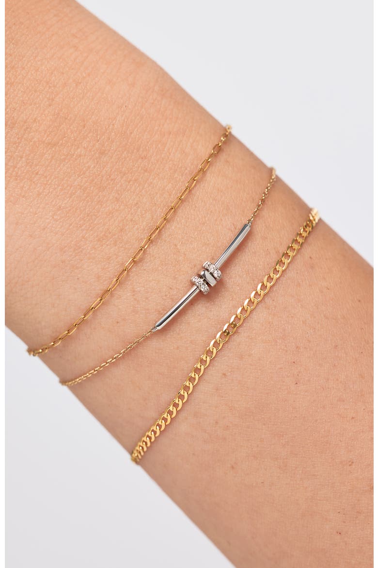 Solid Yellow Gold - Diamond Links Bar Bracelet, Alternate, color, Two-Tone