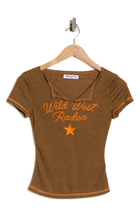 Wild West Rodeo Crop Graphic T-Shirt
