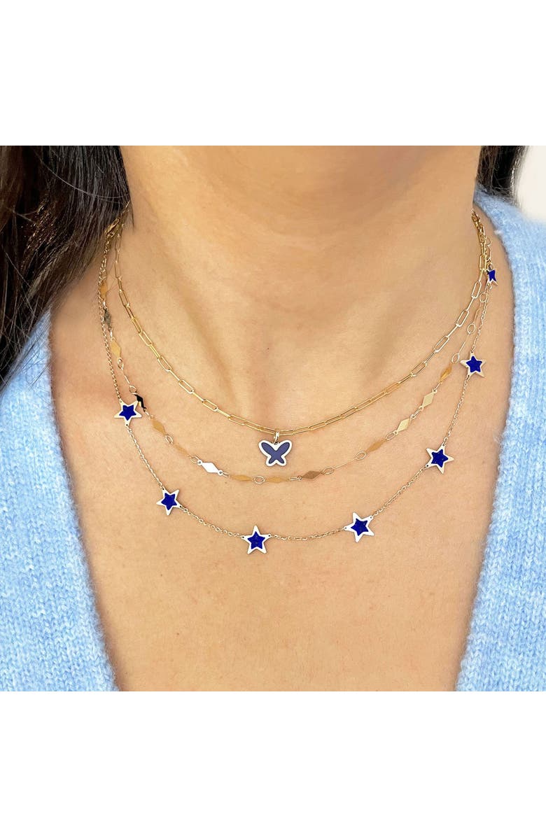 The Lovery Fine Jewelry Lapis Star Station Necklace, Alternate, color, Lapis