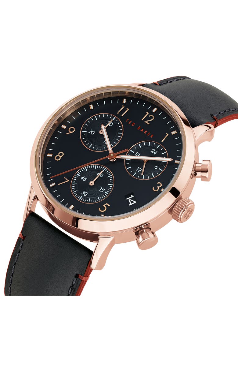 Ted Baker Cosmo Leather Strap Chronograph Watch, 40mm, Alternate, color, 