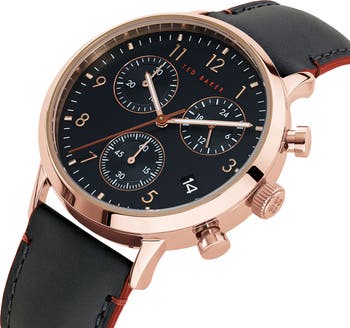 Cosmo Leather Strap Chronograph Watch, 40mm
