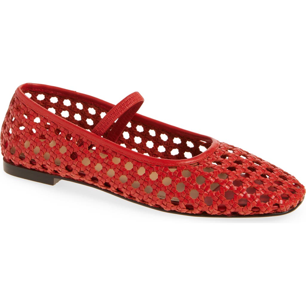 Madewell Greta Elastic Open Weave Mary Jane Flats Southwestern Clay In Animal Print