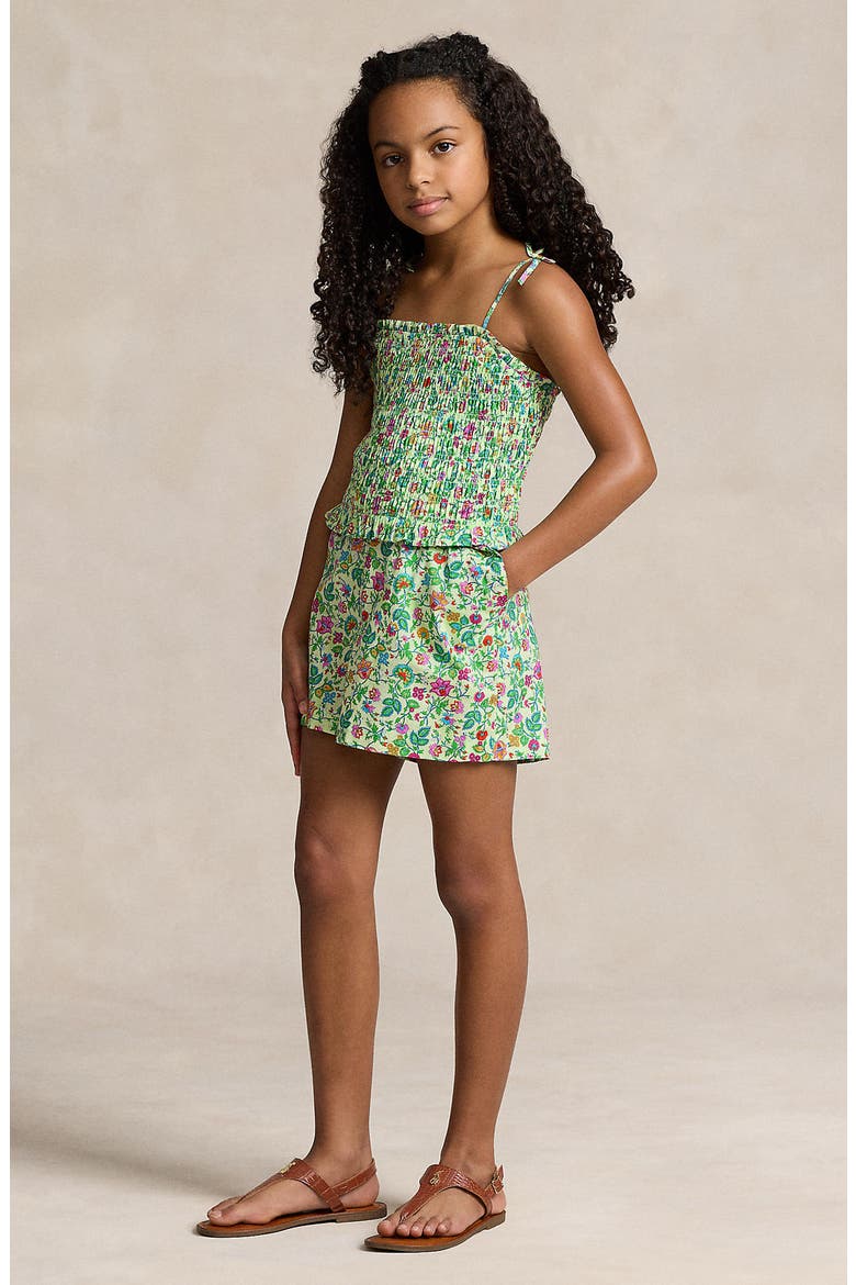 Kids' Floral Smocked Romper, Alternate, color, BOTANICAL WOODBLOCK