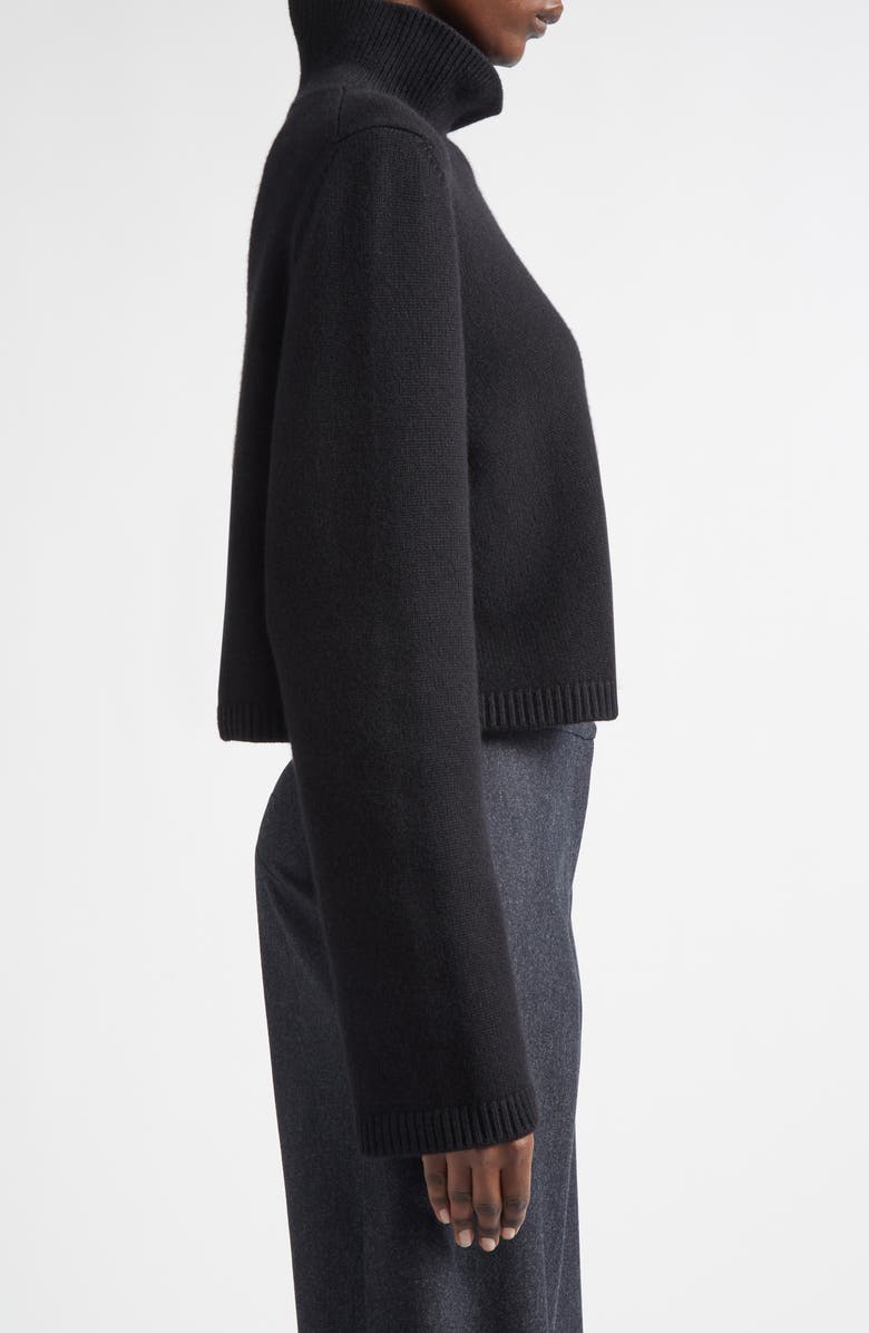 Alaïa Crop Cashmere & Wool Blend Turtleneck Sweater, Alternate, color, Noir Alaia
