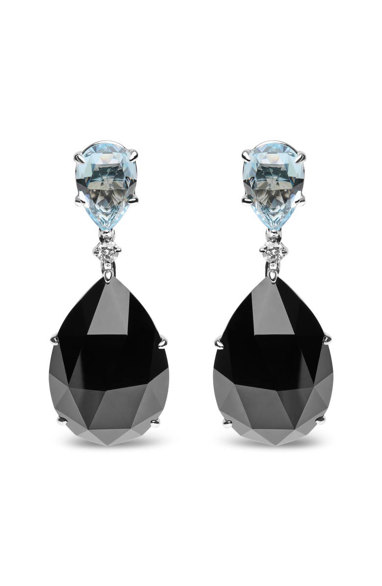 Haus of Brilliance 18K White Gold 1/5 Cttw Diamond with Blue Topaz & Onyx Gemstone Dangle Earring, Main, color, White