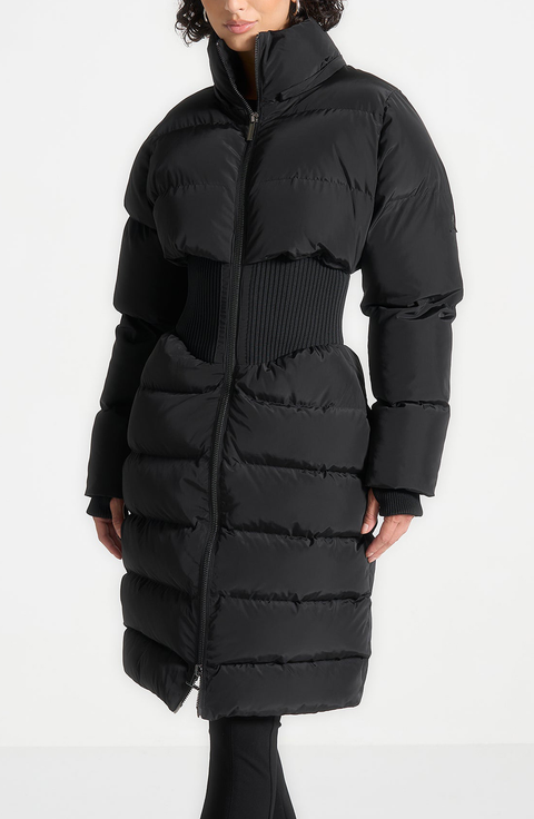 Mira Corset Detail Longline Puffer Coat