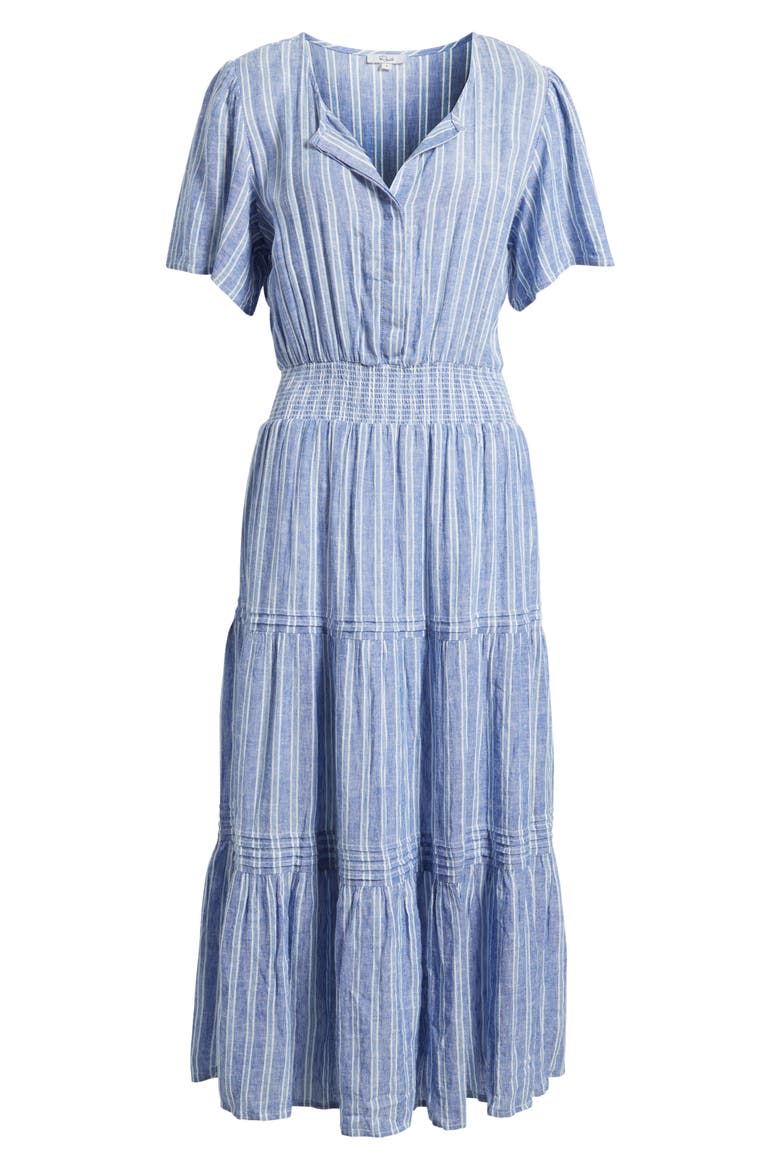 Cannes Stripe Linen Blend Dress, Alternate, color, LAKE VIEW STRIPE