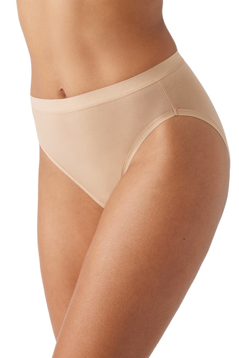 Understated Cotton Blend High Leg Briefs, Alternate, color, PRALINE