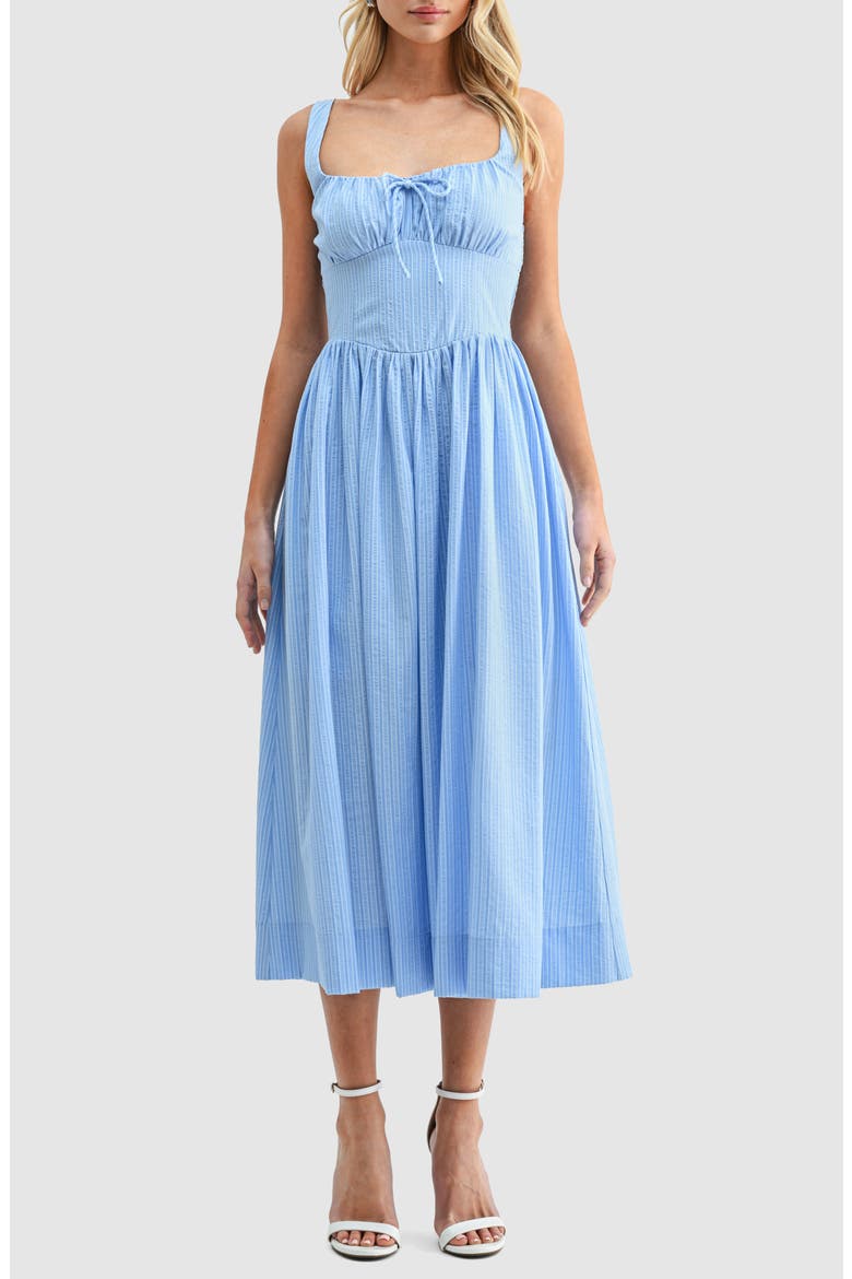 Stripe Print Sundress, Main, color, LIGHT BLUE STRIPE