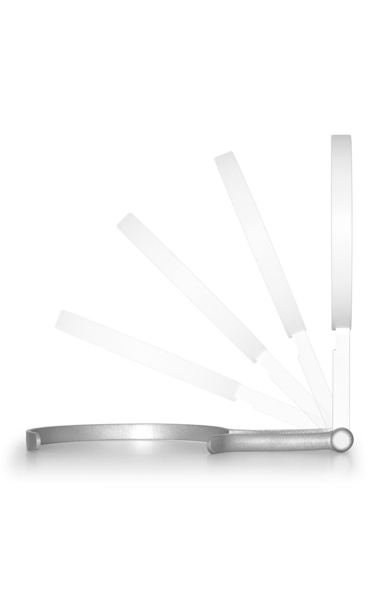 Zadro Multi-Position Lighted Travel Hand Mirror with 10X/1X Magnification, Alternate, color, White/Silver