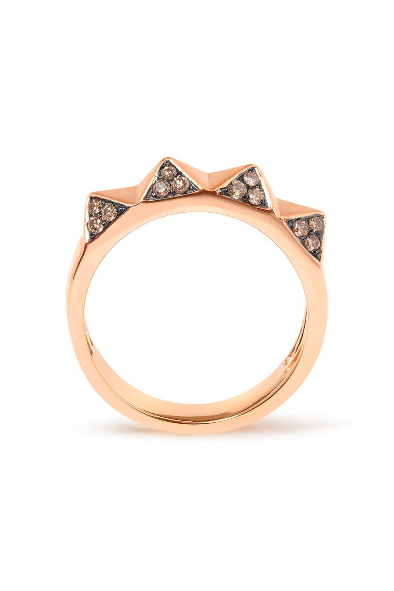 14K Rose Gold 1/4 Cttw Brown Diamond Pyramid Band Ring, Alternate, color, Pink