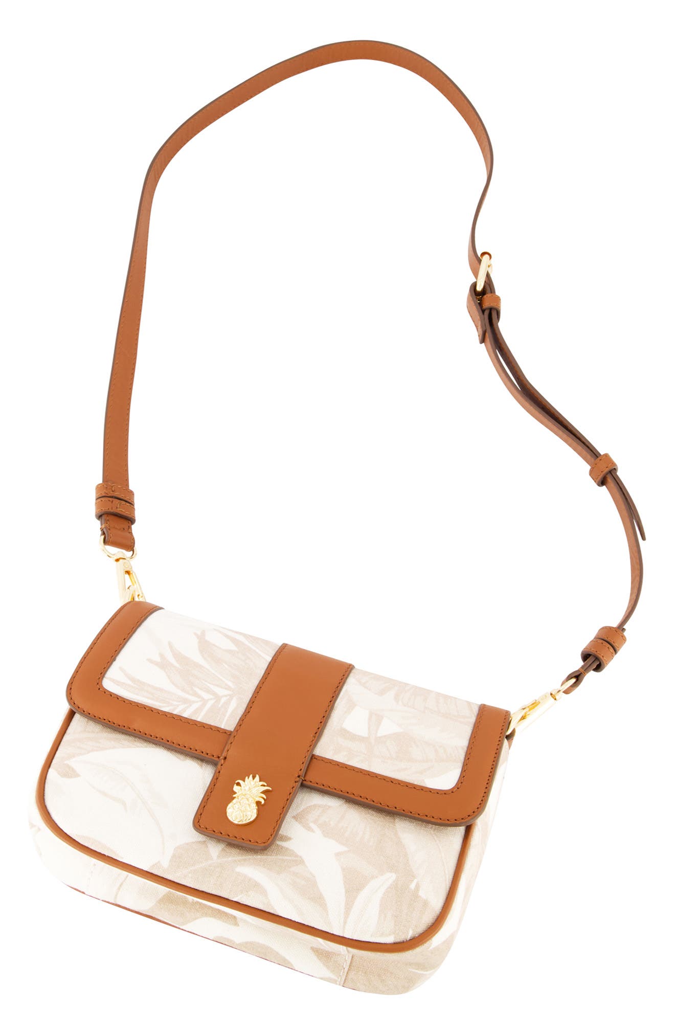 Tommy Bahama Floral Canvas & Leather Trim Crossbody Bag, Alternate, color, Beige Multi