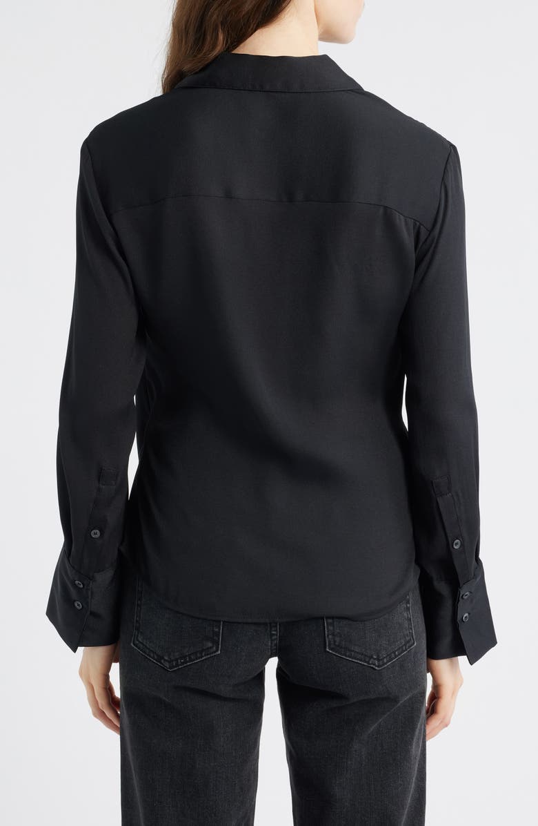 MANGO Rider Wrap Satin Shirt, Alternate, color, Black