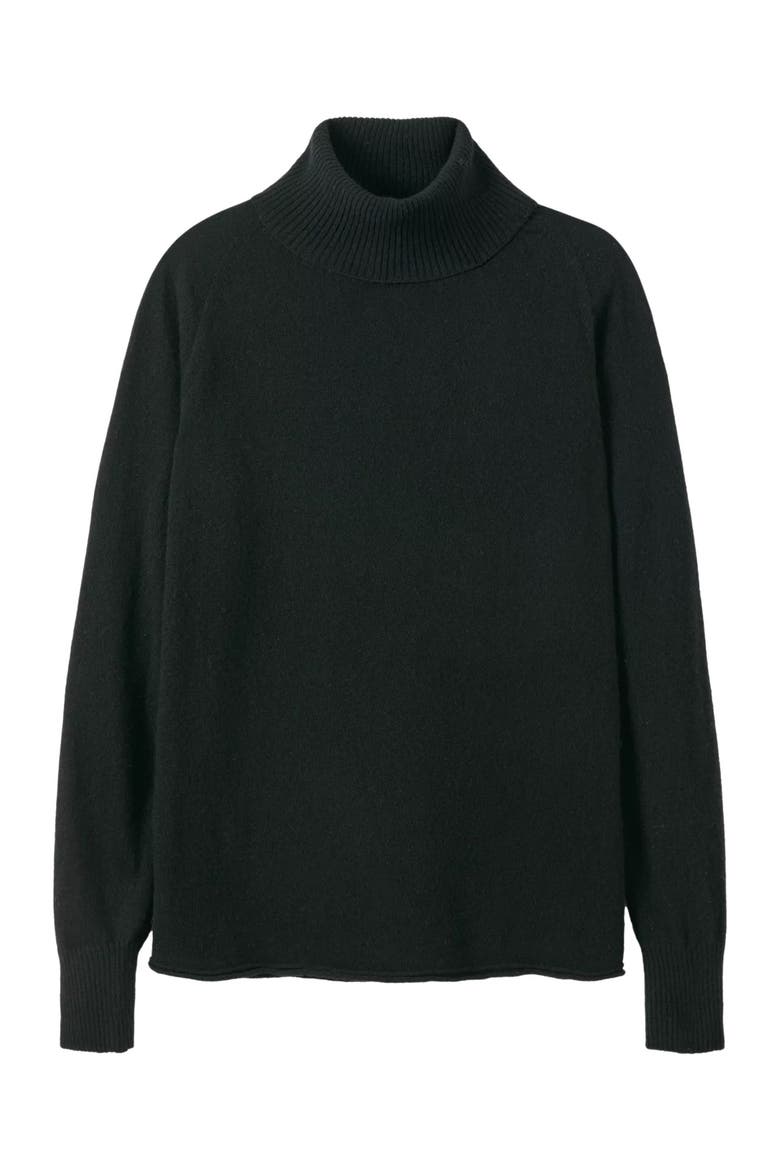 Geelong Wool Slouch Turtleneck Sweater, Alternate, color, BLACK