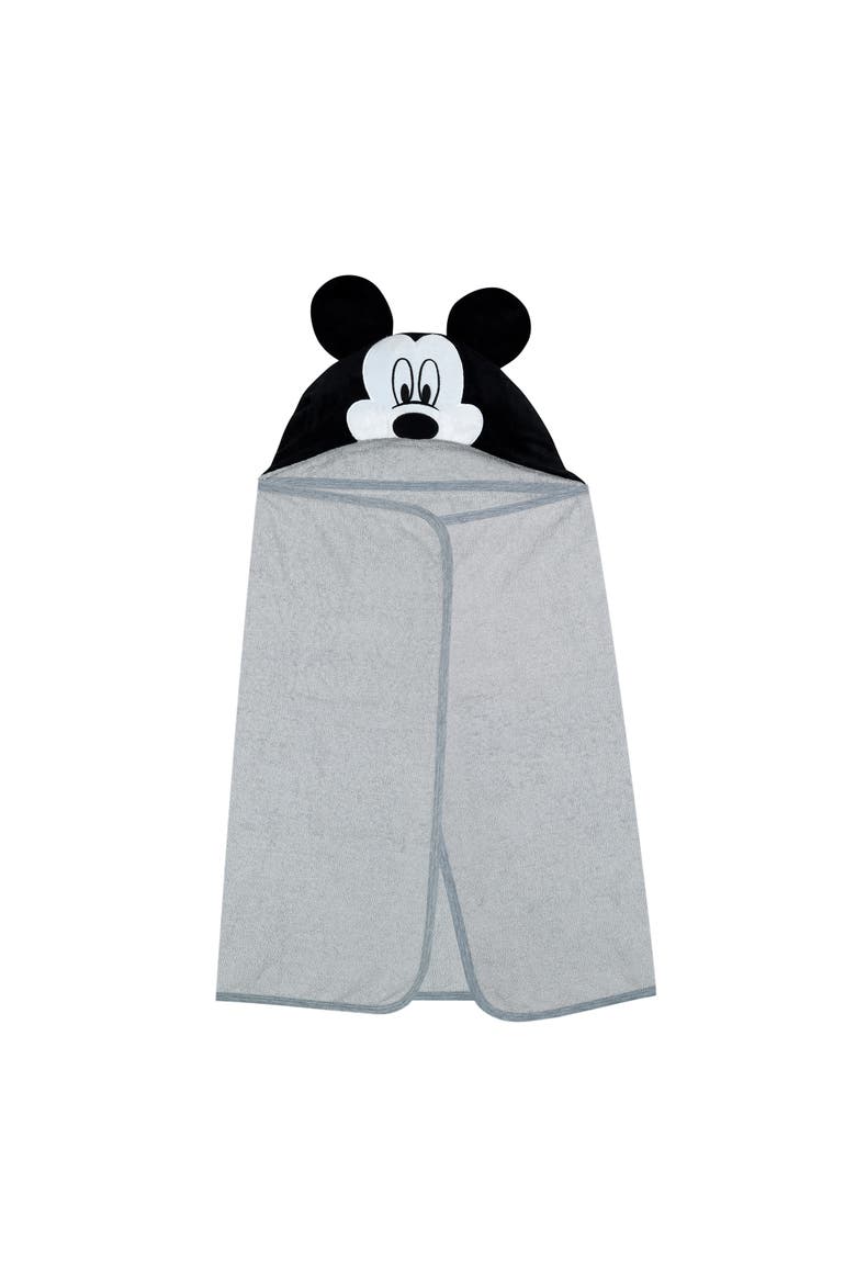 Disney Baby Mickey Mouse Cotton Hooded Baby Bath Towel, Alternate, color, Gray