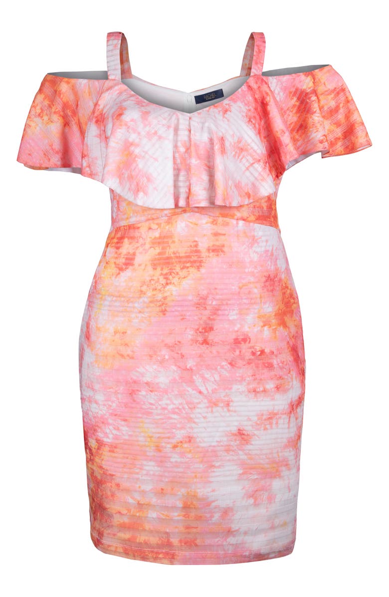 RACHEL Rachel Roy Marcella Tie Dye Cold Shoulder Rib Dress, Main, color,