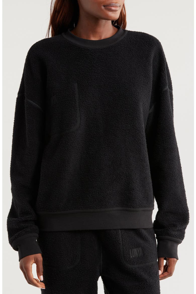 Silksweats™ Oversize Cotton Blend Pajama Sweatshirt, Alternate, color, IMMERSED BLACK