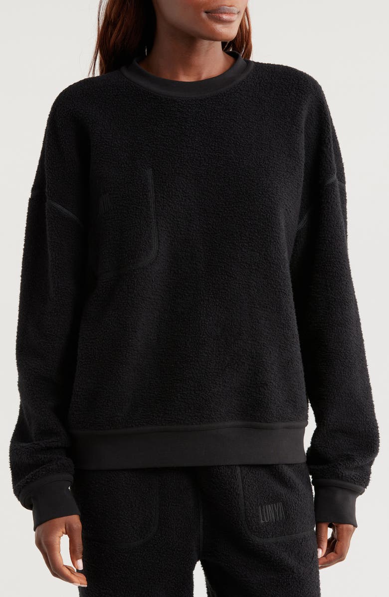 Lunya Silksweats<sup>™</sup> Oversize Cotton Blend Pajama Sweatshirt, Alternate, color, Immersed Black